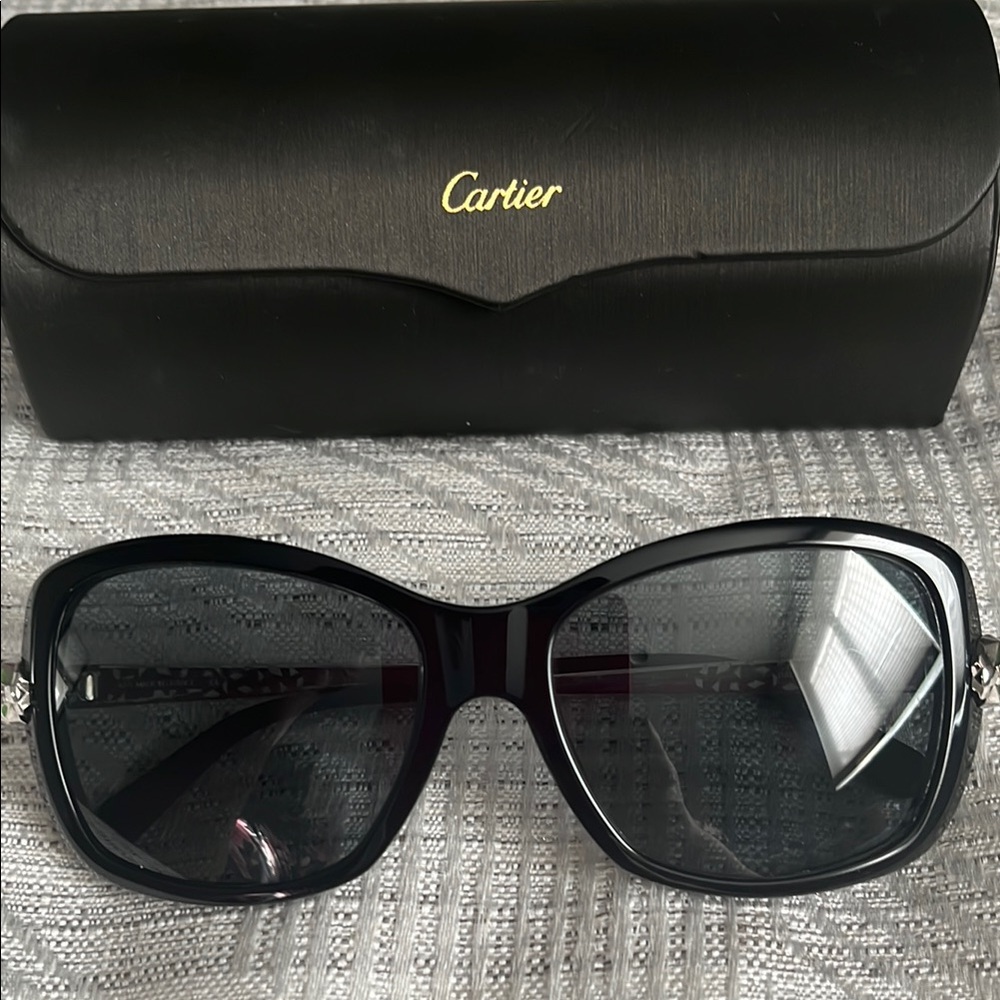 Cartier Black Oversized Sunglasses with Glossy Frame